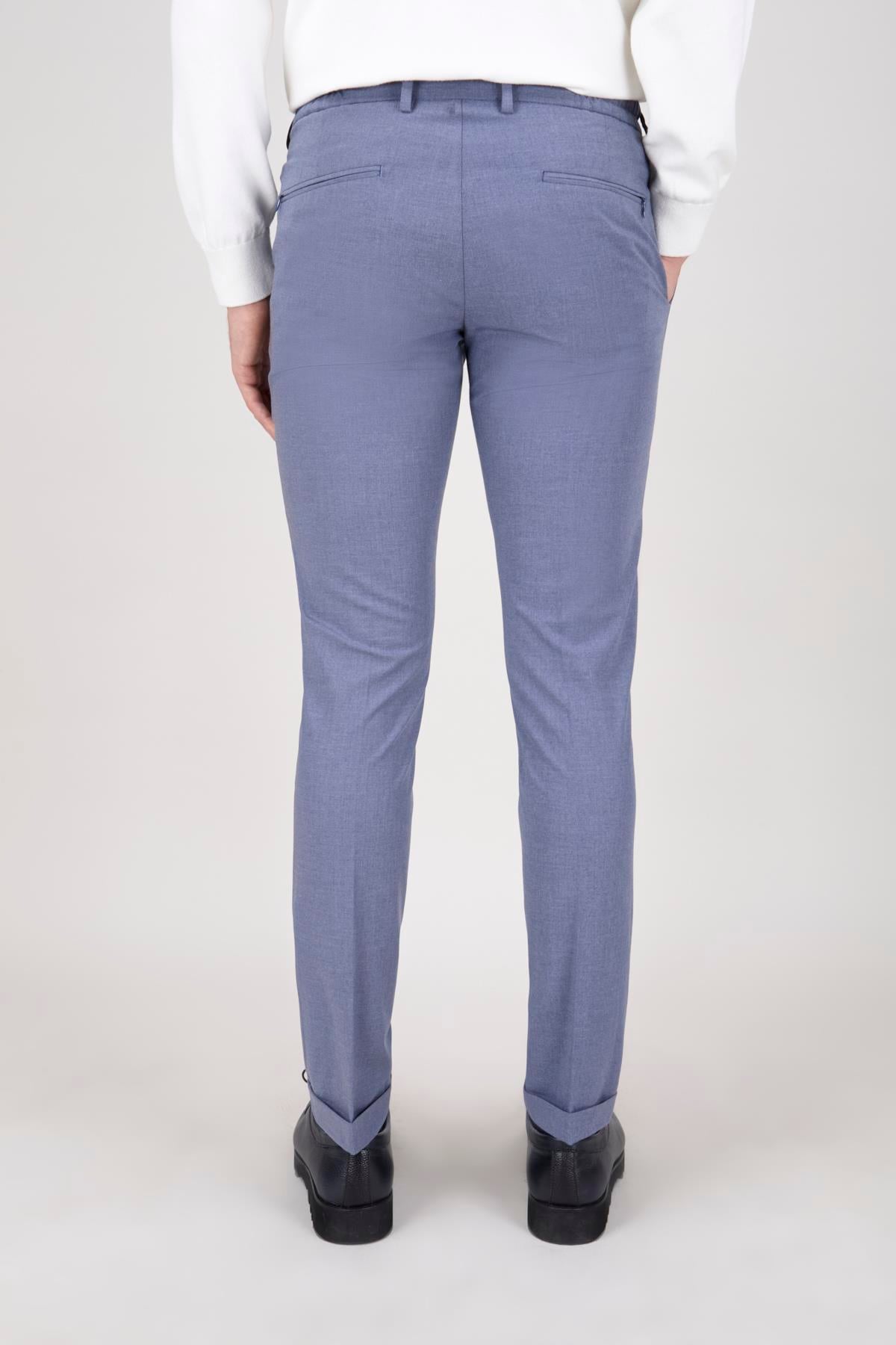 Erkek İndigo Bağcıklı Casual Pantolon