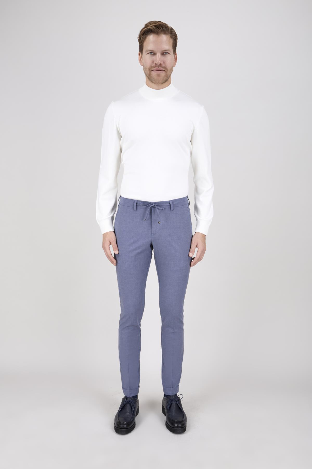 Erkek İndigo Bağcıklı Casual Pantolon