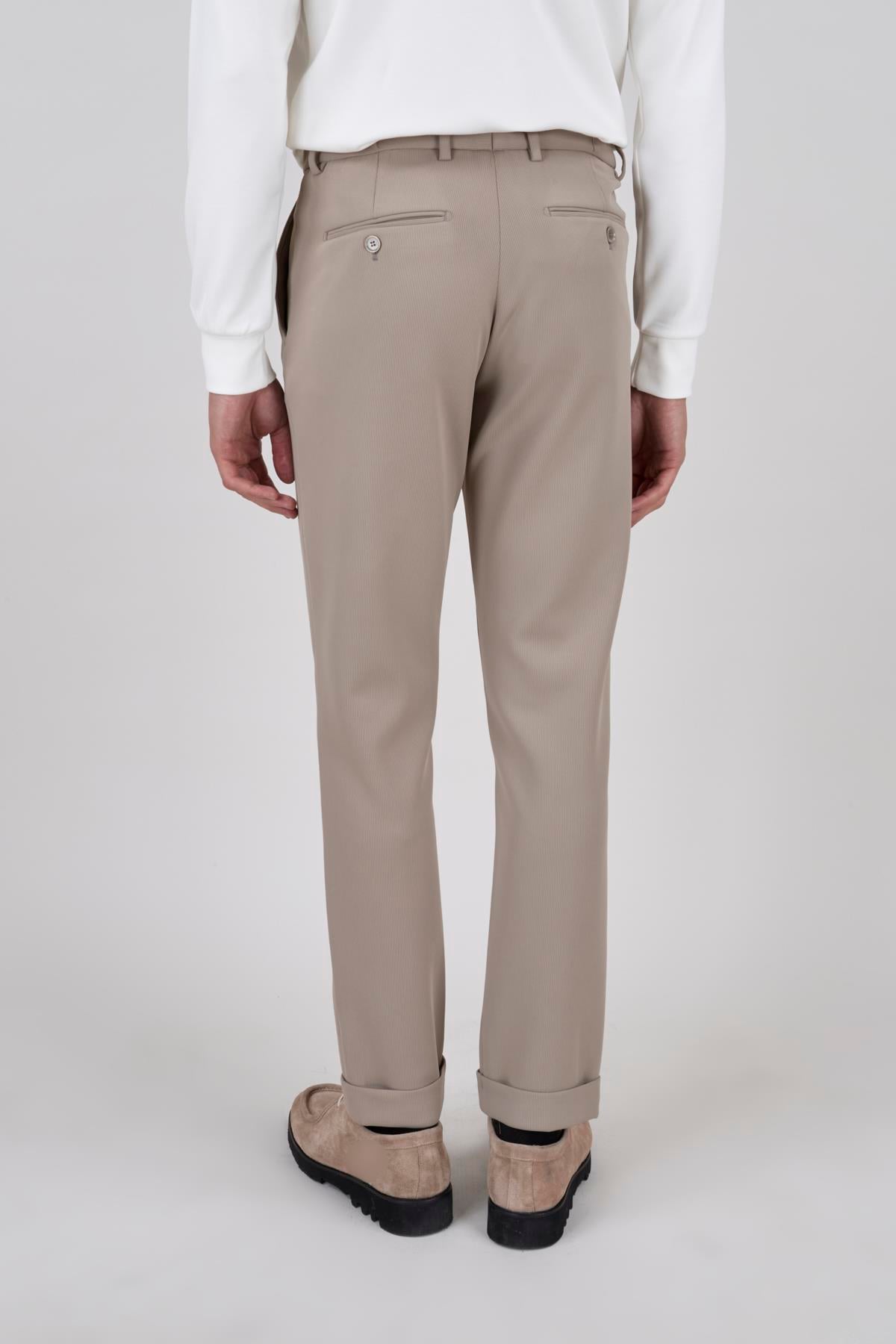 Erkek Koyu Bej Slim Fit Spor Pantolon