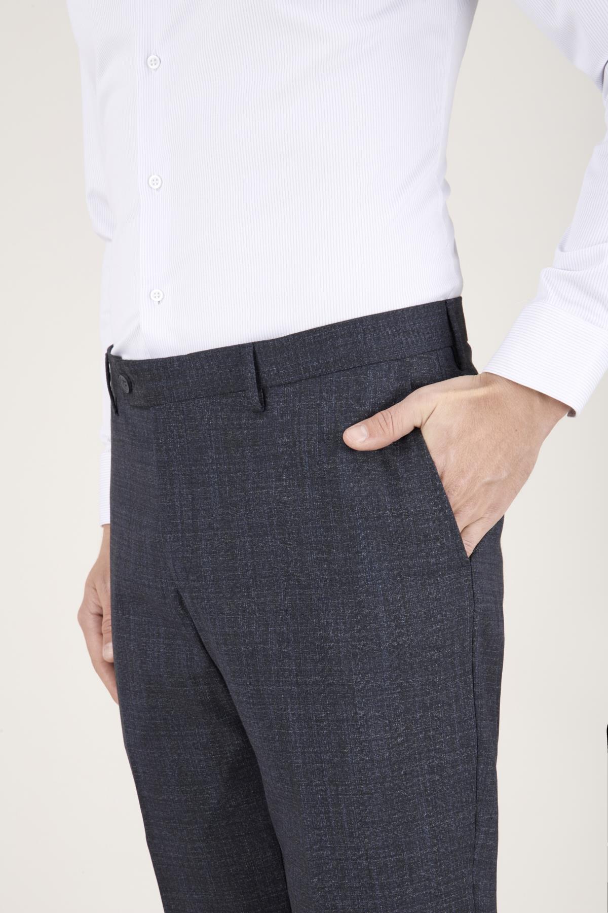 Erkek Regular Fit Mono Yaka Koyu Lacivert Takım Elbise