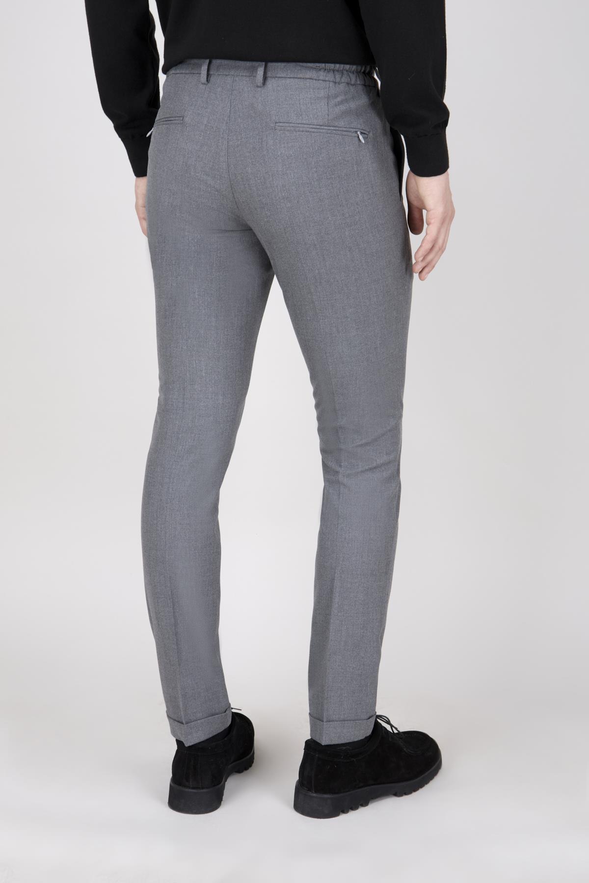 Erkek Koyu Gri Bağcıklı Casual Pantolon