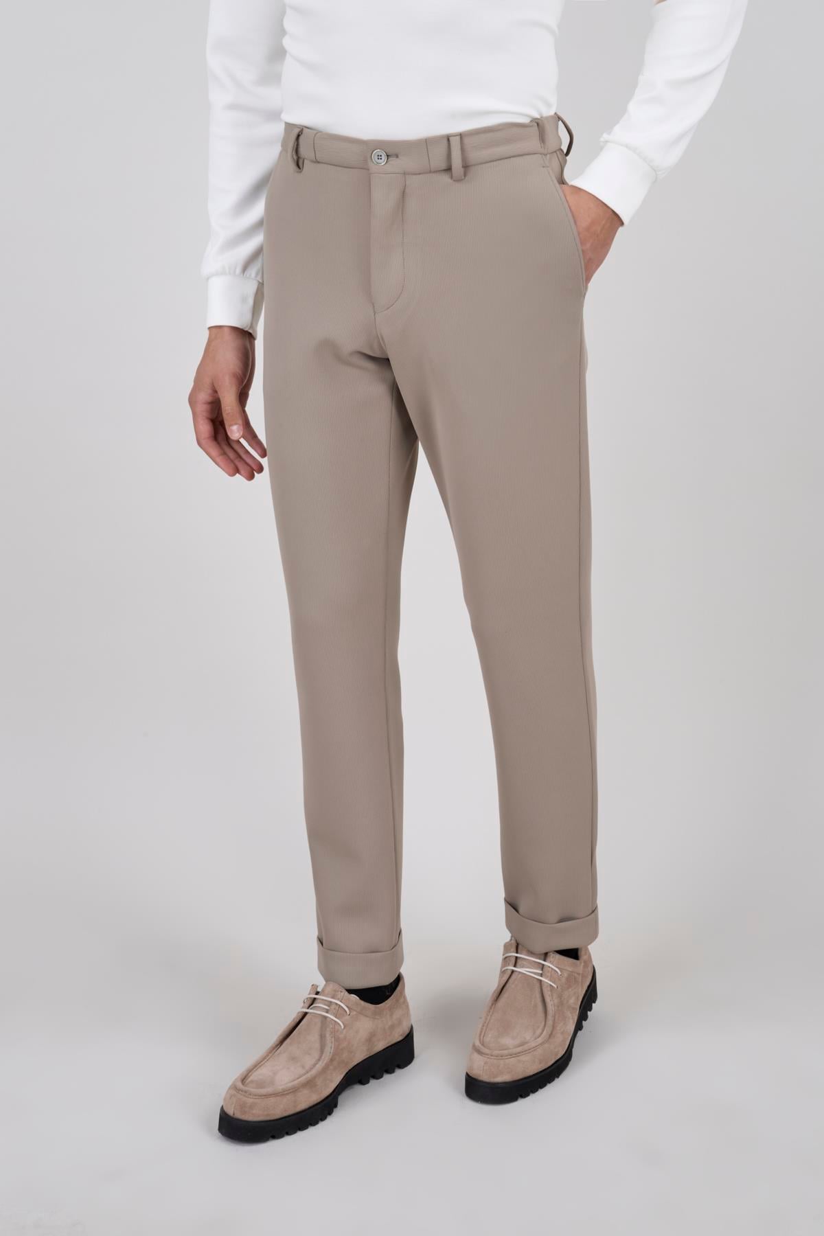 Erkek Koyu Bej Slim Fit Spor Pantolon