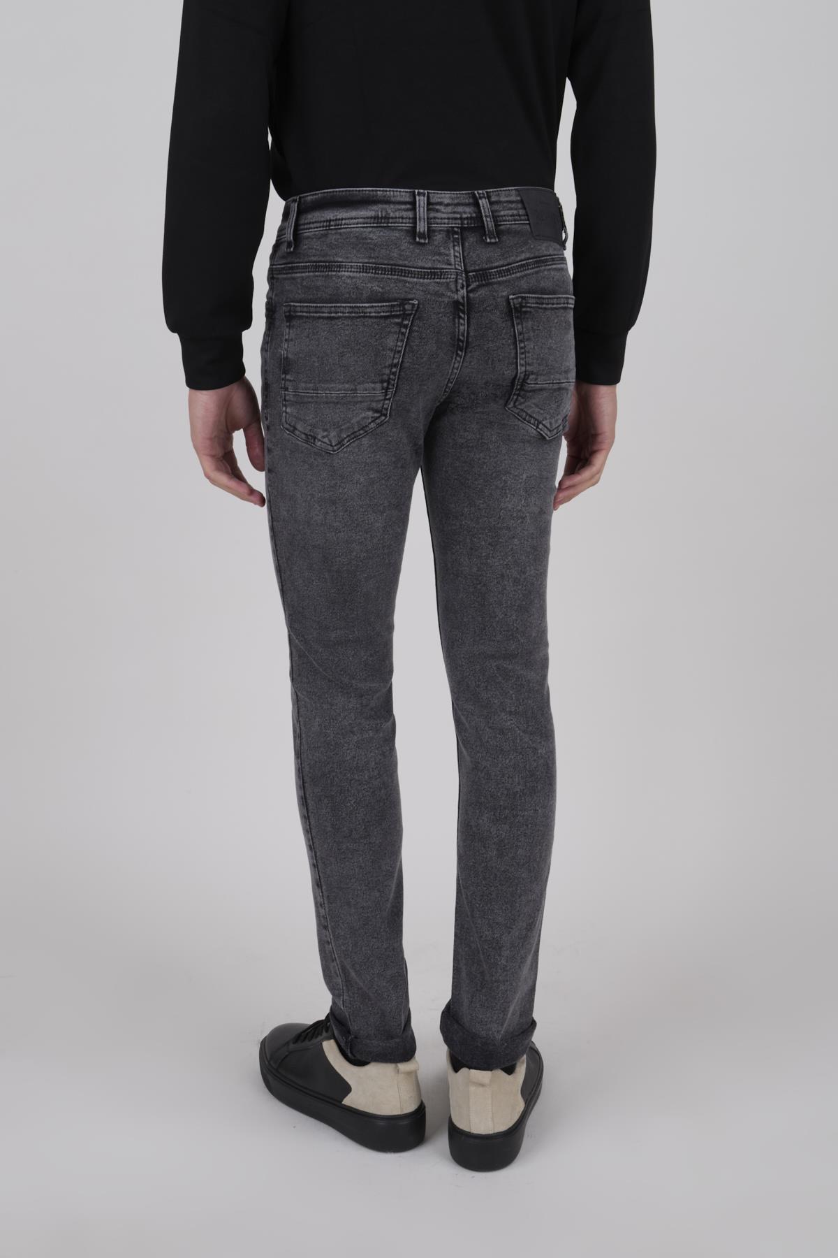 Erkek Koyu Gri Slim Fit Kot Pantolon