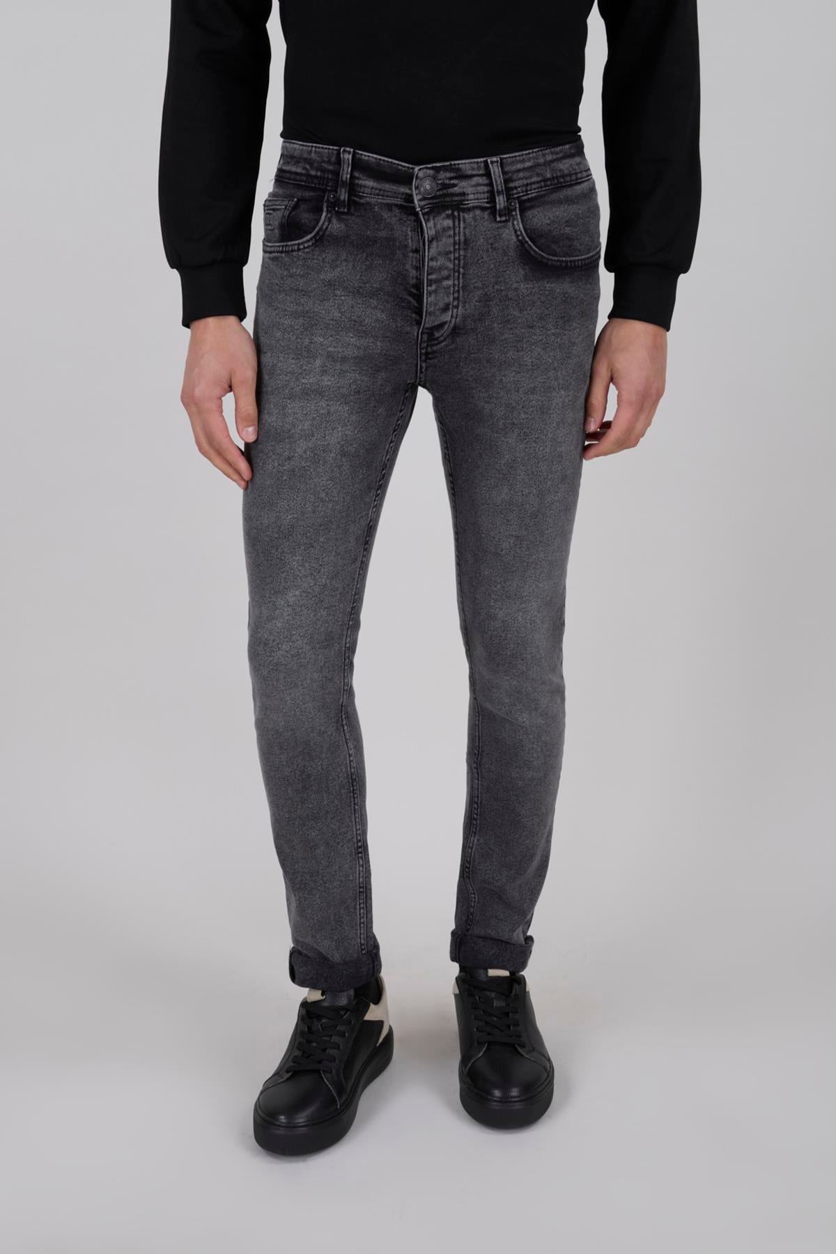 Erkek Koyu Gri Slim Fit Kot Pantolon