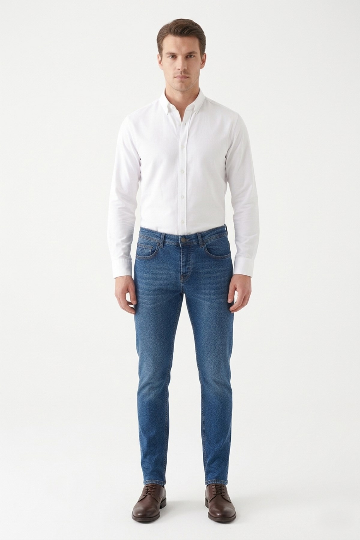Erkek Koyu Mavi Slim Fit Kot Pantolon