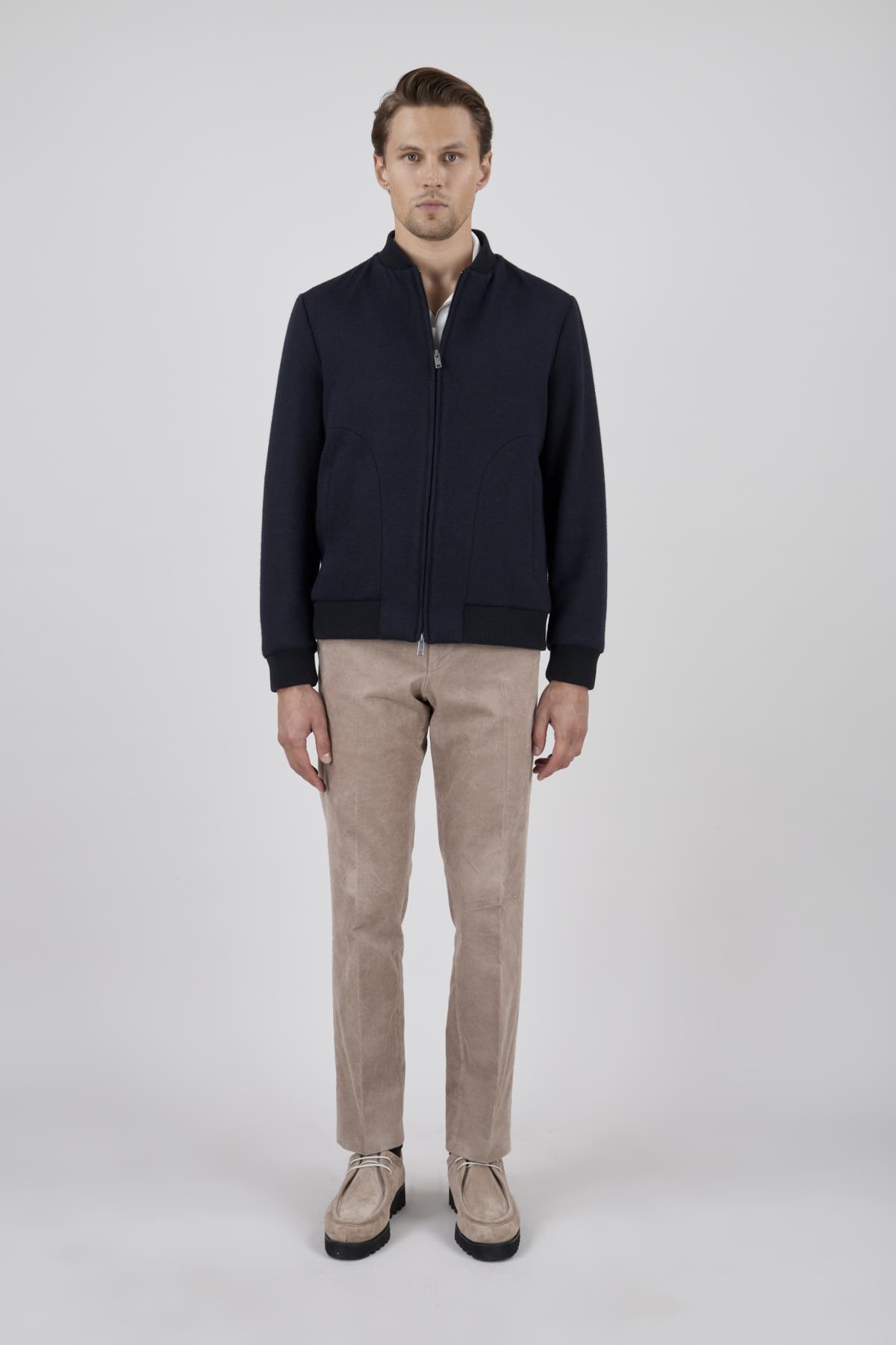 Erkek Lacivert Fermuarlı Mont