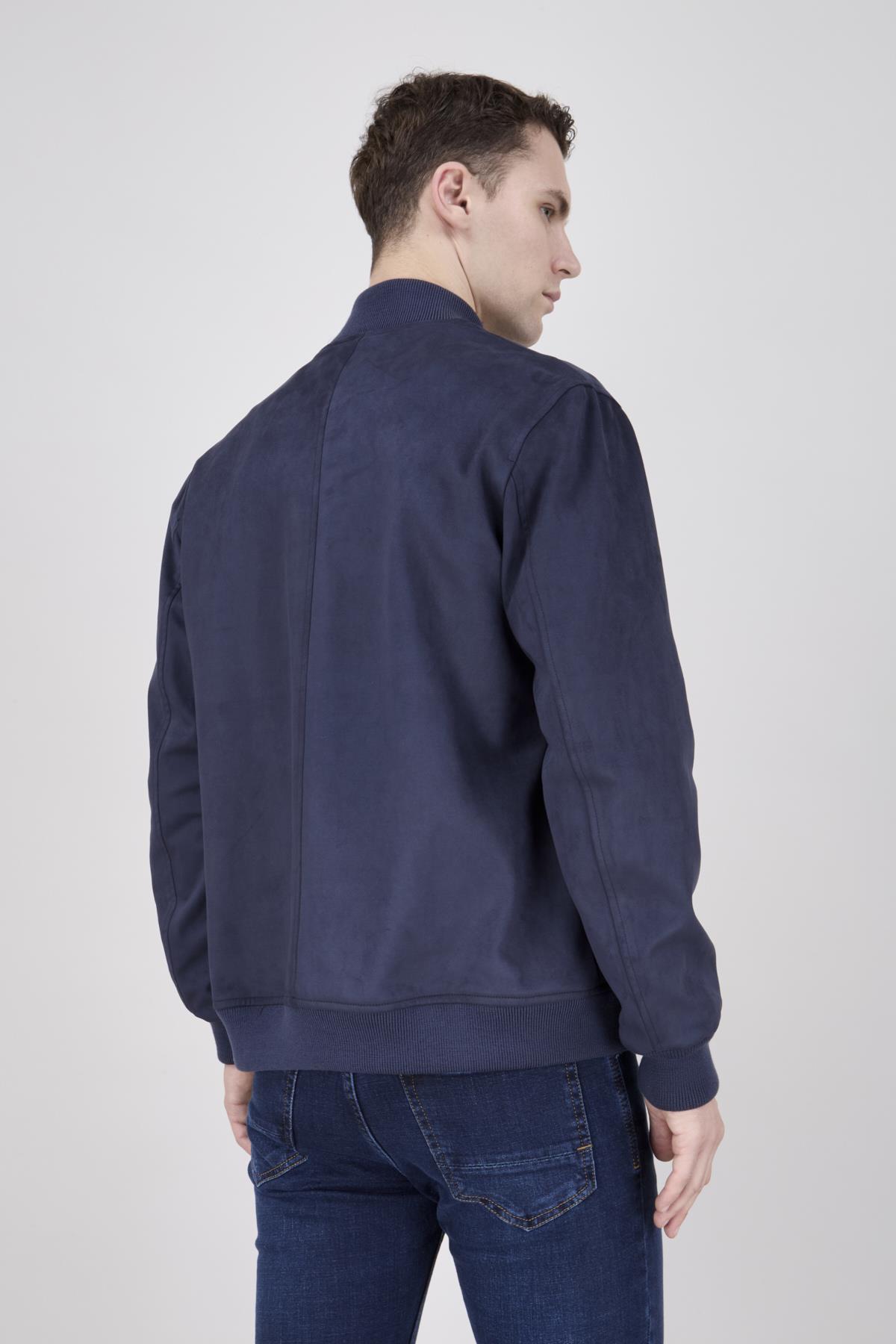 Erkek Lacivert Süet Casual Ceket