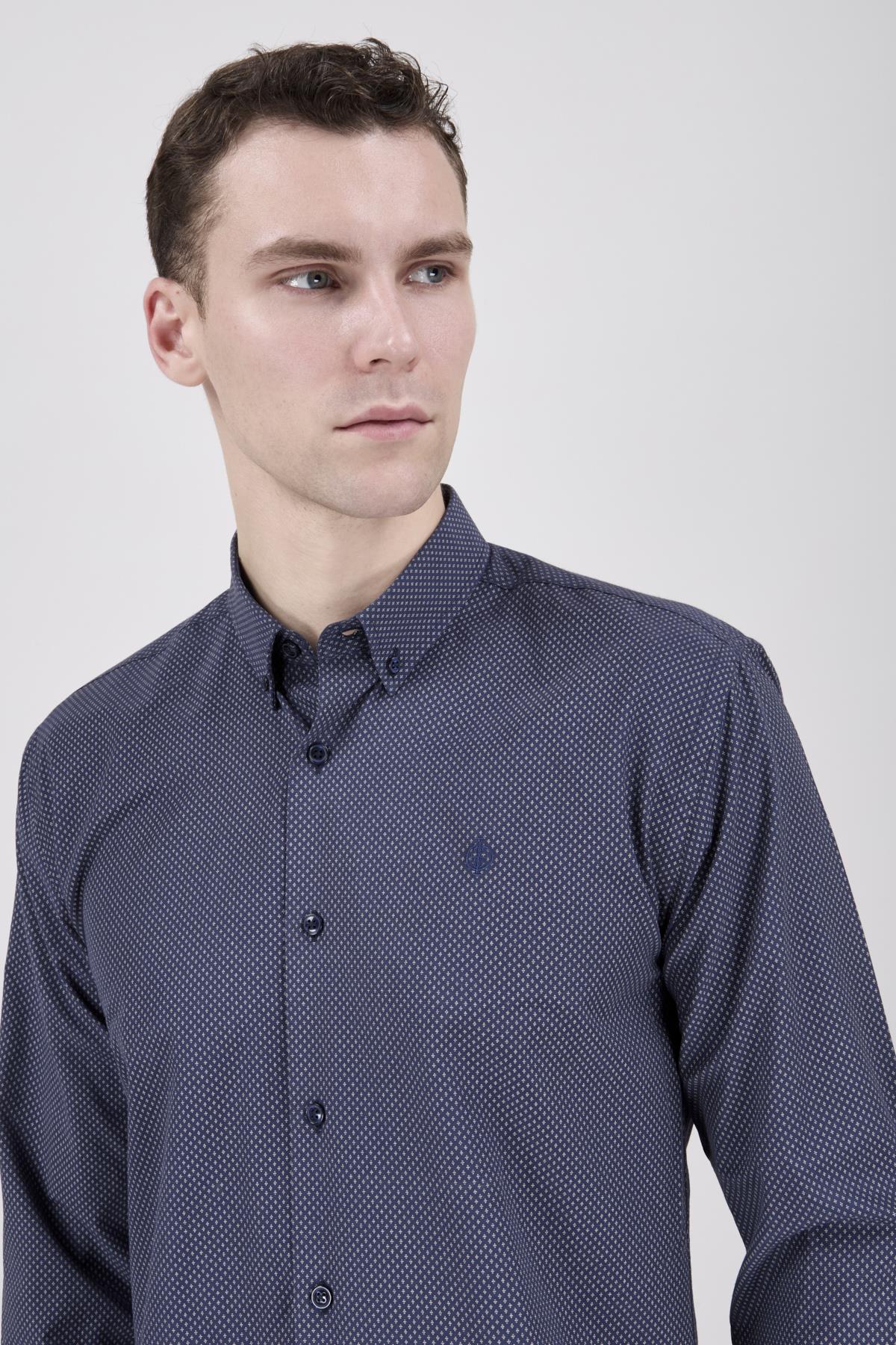 Erkek Slim Fit Lacivert Gömlek
