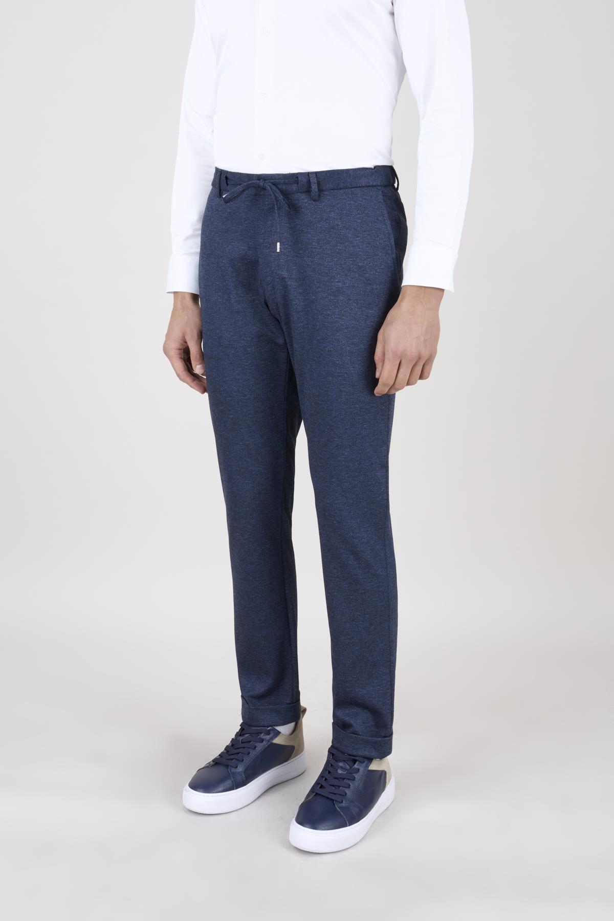 Erkek Slim Fit Mono Yaka Lacivert Takım Elbise