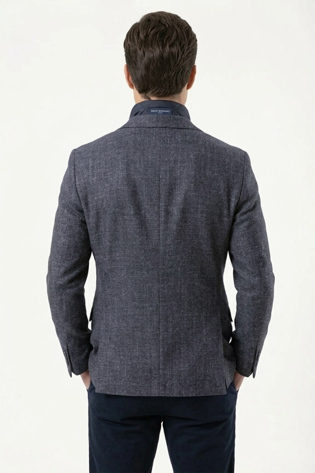 Erkek Slim Fit Mono Yaka Çıkarılabilir Kapitone Astarlı Lacivert Ceket