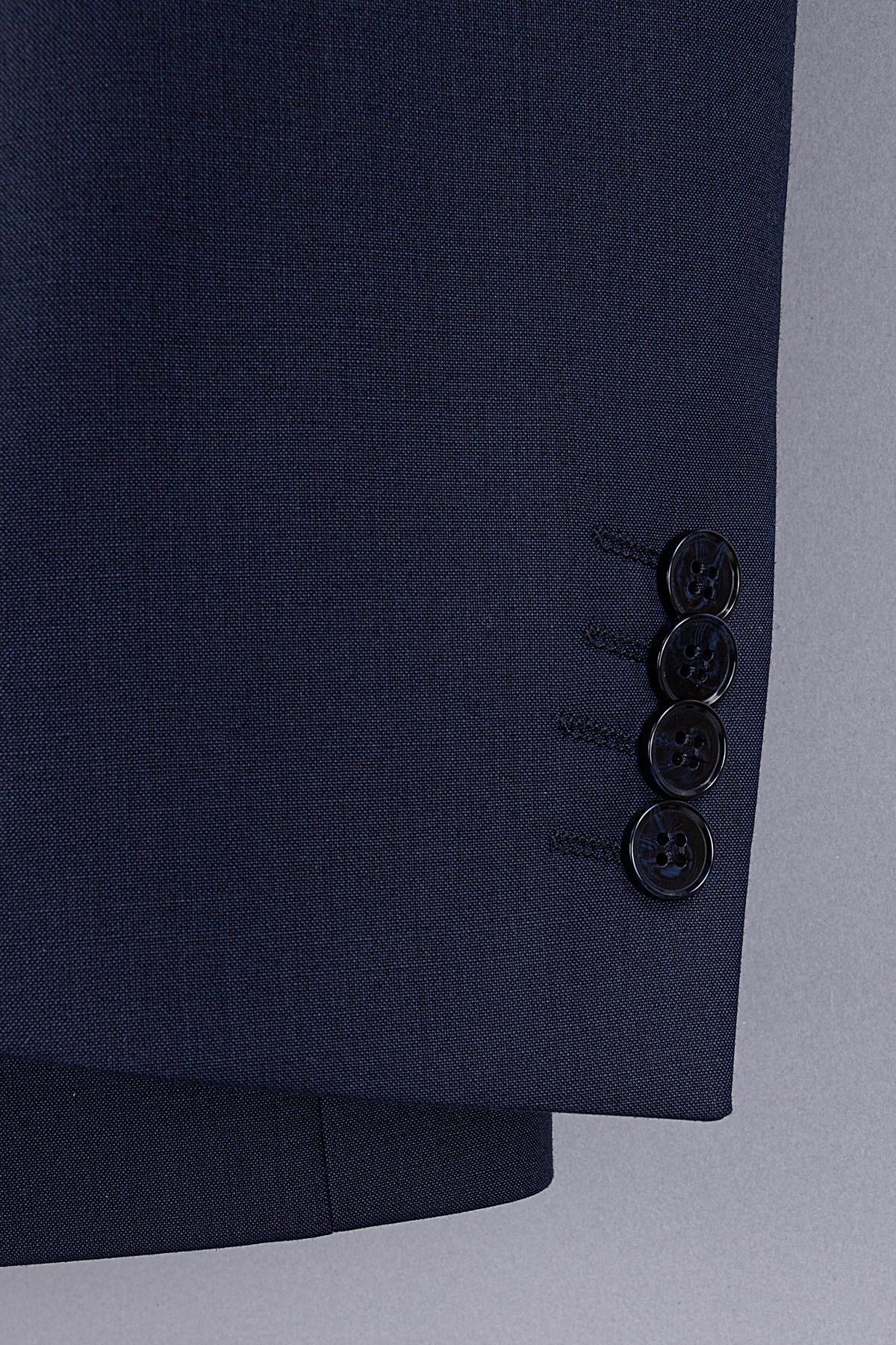 Erkek Slim Fit Mono Yaka Lacivert Yelekli Takım Elbise