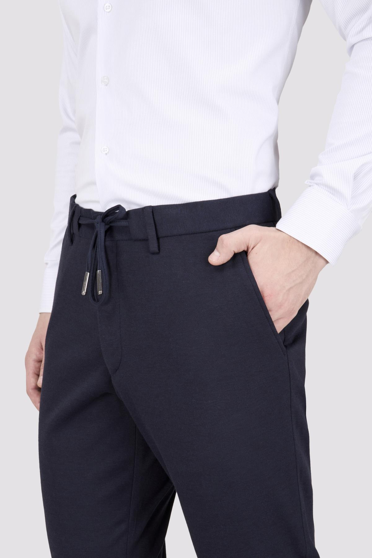 Erkek Slim Fit Mono Yaka Lacivert Yarım Astar Takım Elbise