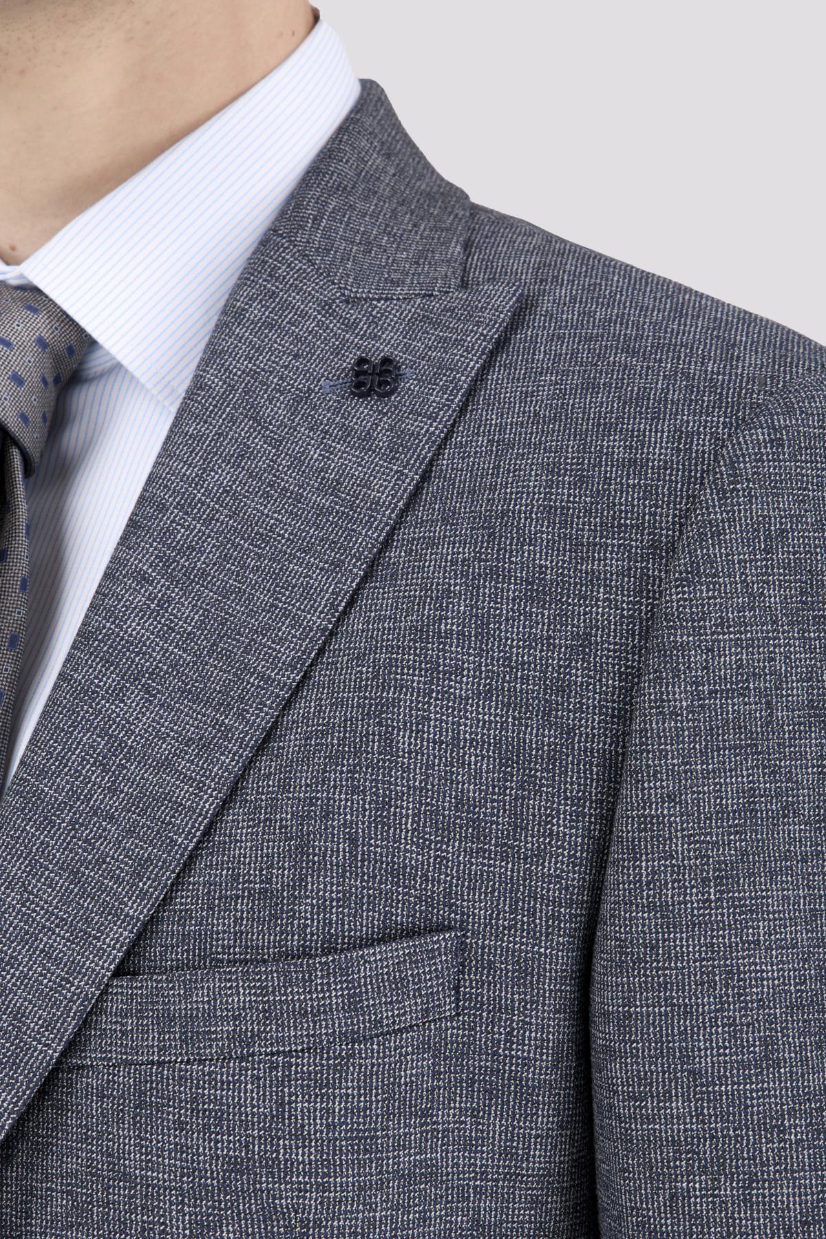 Erkek Slim Fit Sivri Yaka Lacivert Ceket