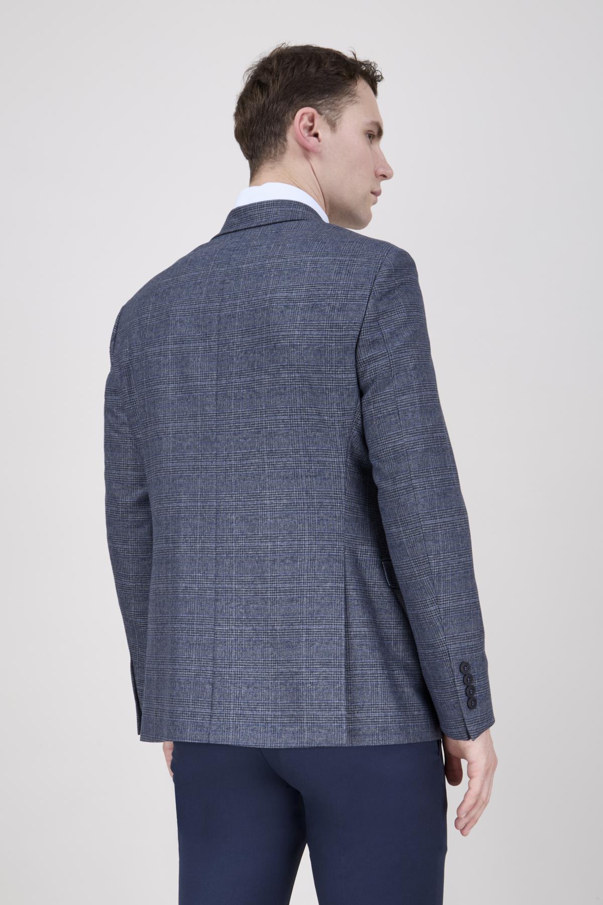 Erkek Slim Fit Mono Yaka Lacivert Ceket
