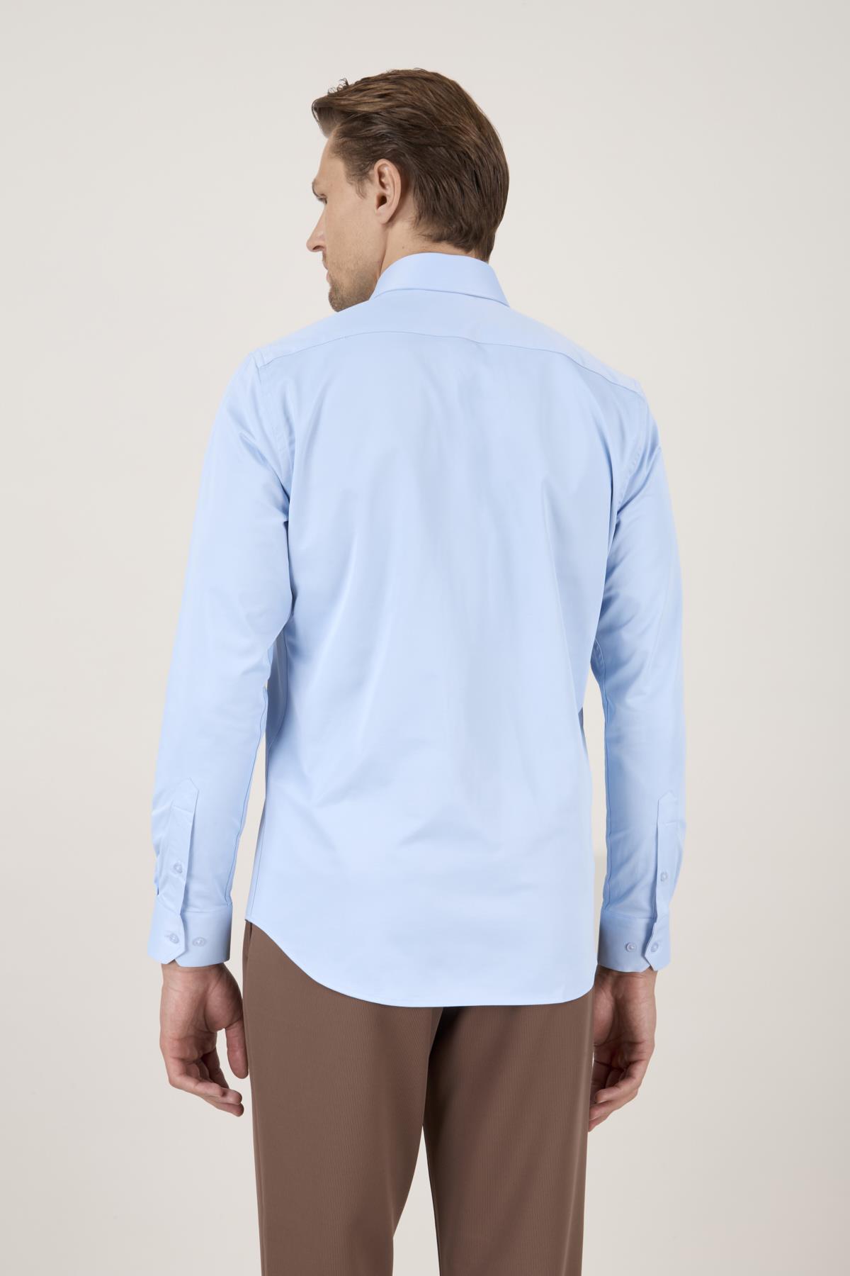 Erkek Mavi Slim Fit Gömlek