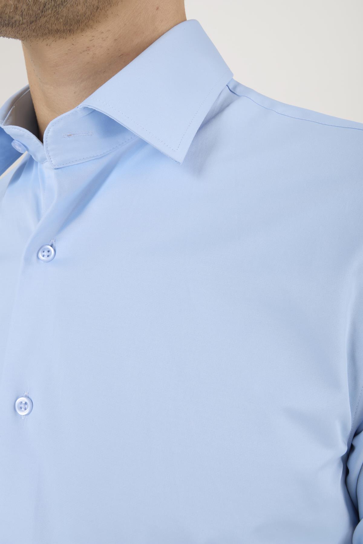 Erkek Mavi Slim Fit Gömlek