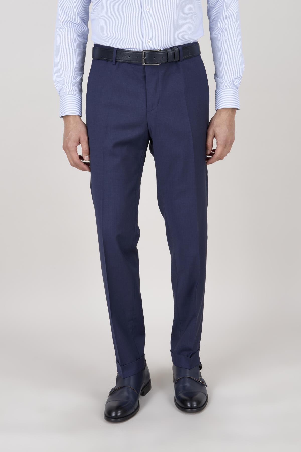 Erkek Slim Fit Mono Yaka Puntolu Parlement Torba Cep Yarım Astar Takım Elbise
