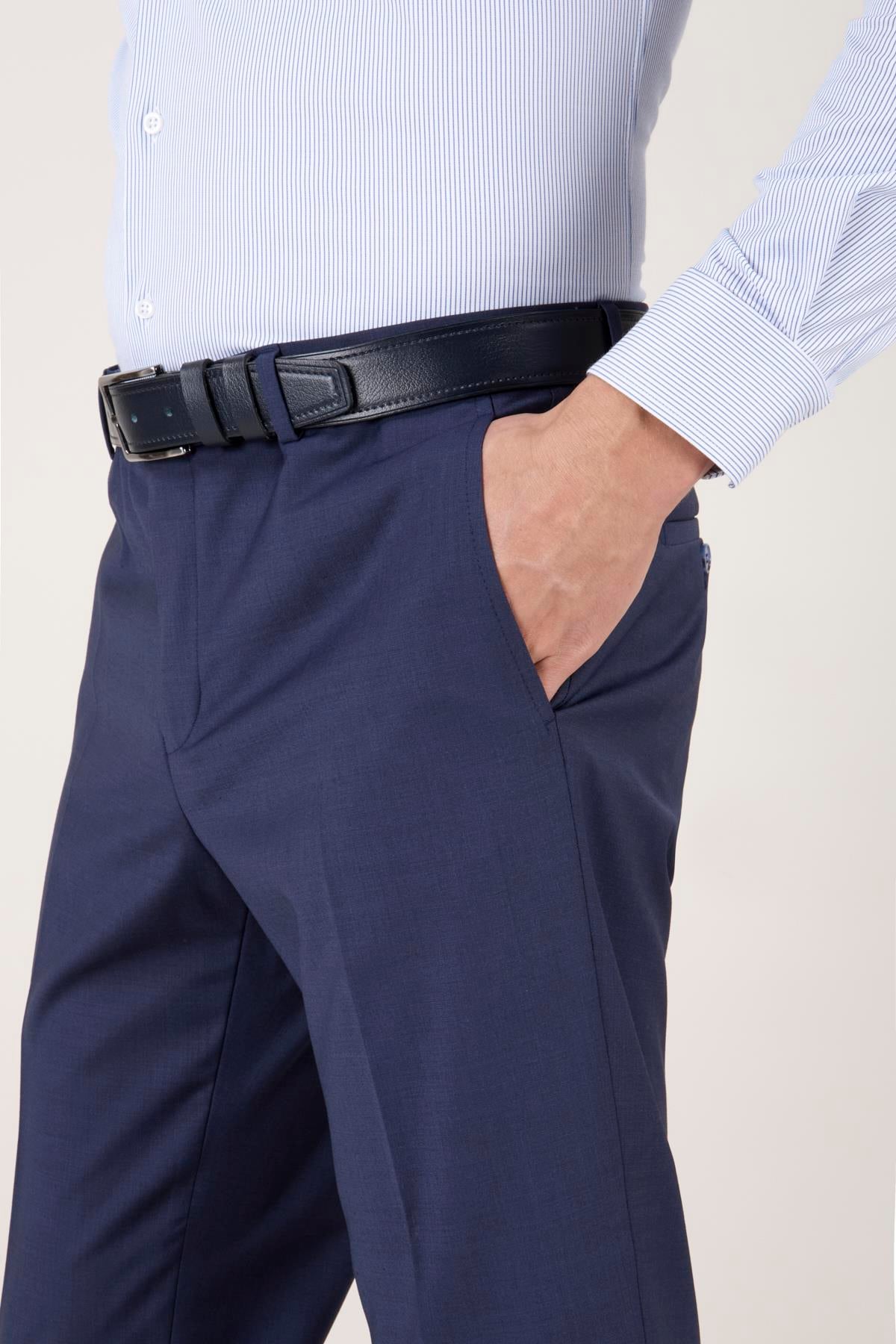 Erkek Slim Fit Mono Yaka Puntolu Parlement Torba Cep Yarım Astar Takım Elbise