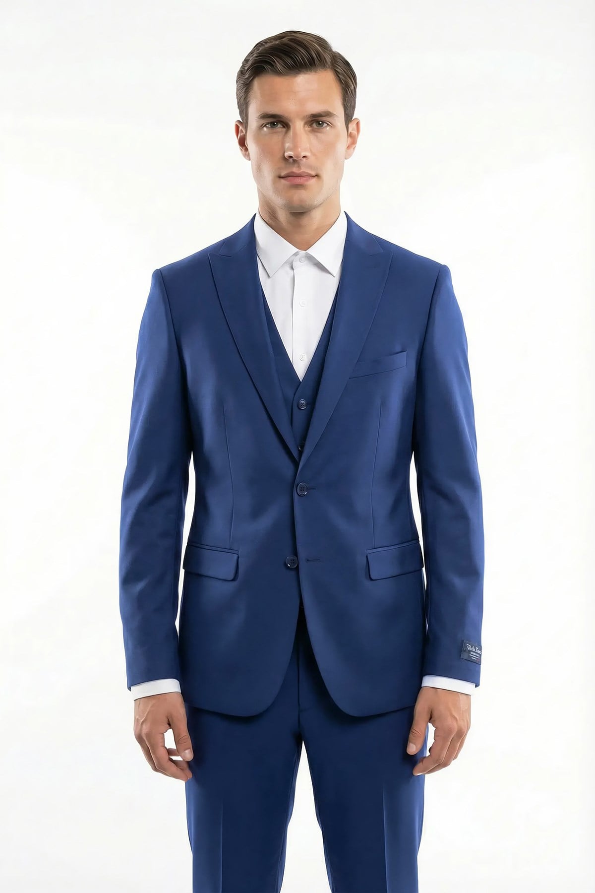 Erkek Slim Fit Sivri Yaka Parlement Yelekli 8 Drop Takım Elbise