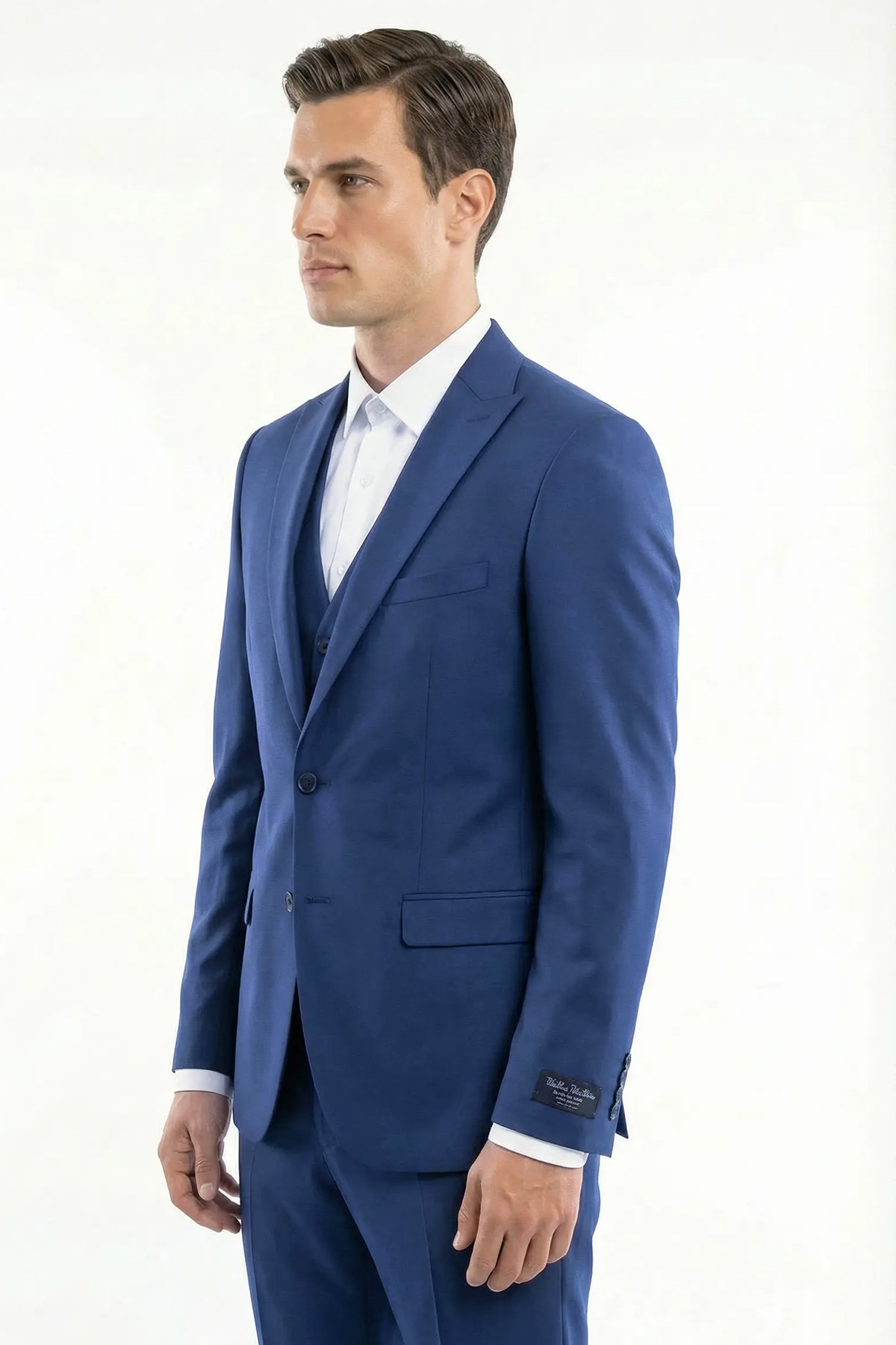 Erkek Slim Fit Sivri Yaka Parlement Yelekli 8 Drop Takım Elbise