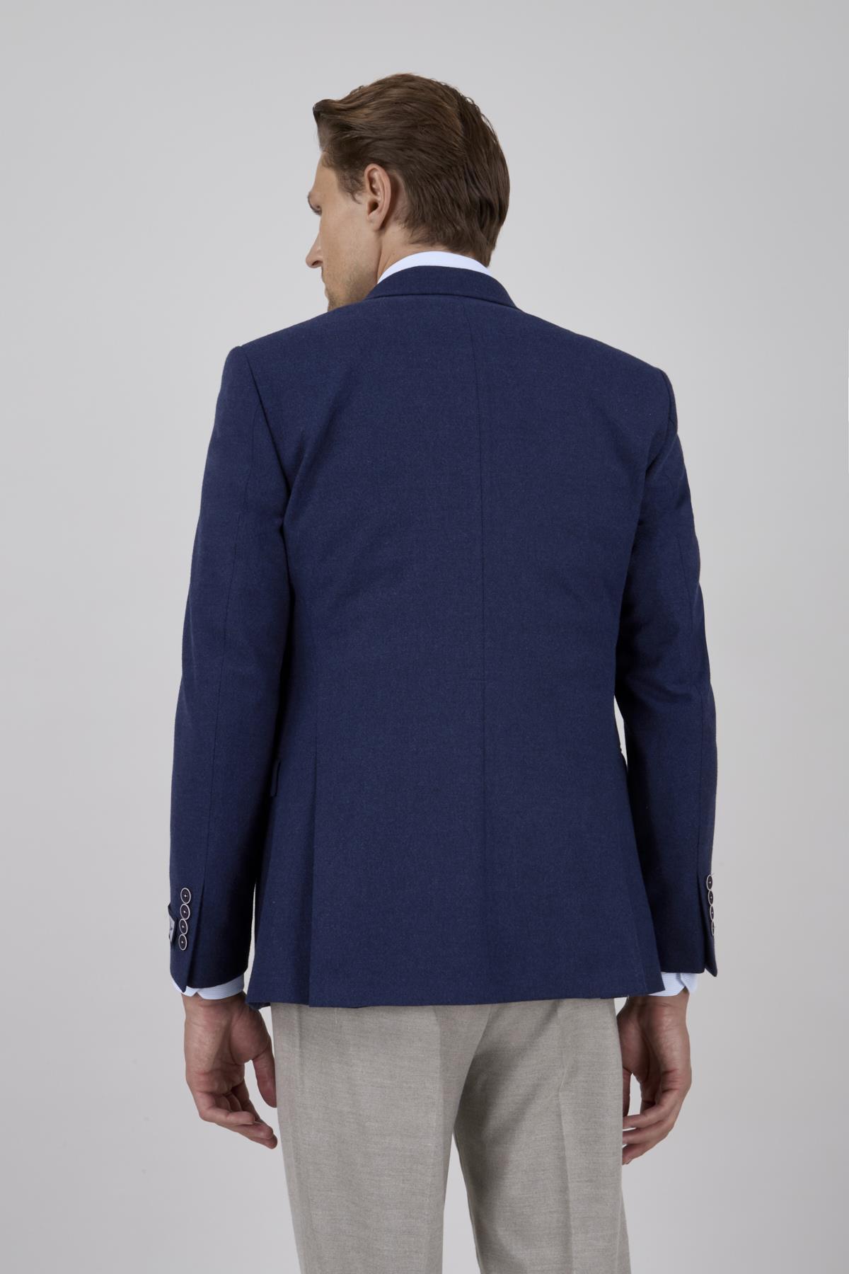 Erkek Slim Fit Mono Yaka Parlement Ceket