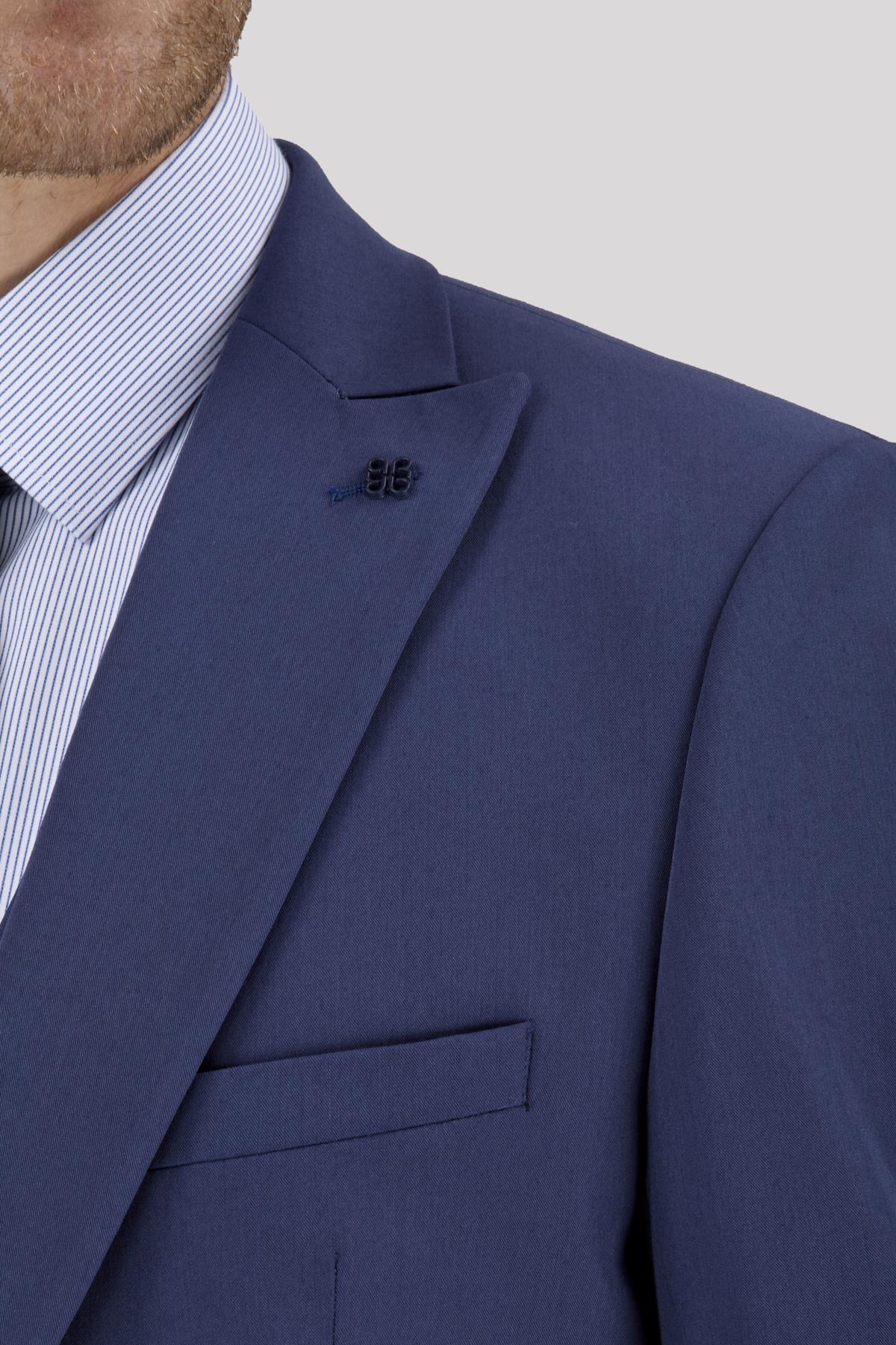Erkek Slim Fit Sivri Yaka Parlement Yelekli Takım Elbise
