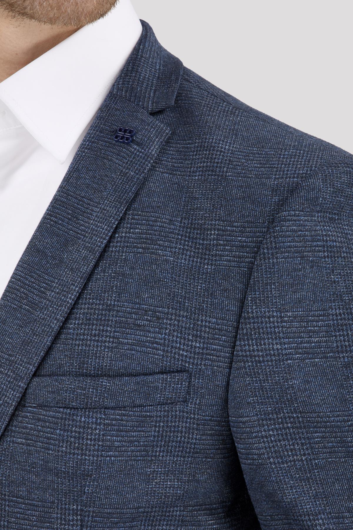 Erkek Slim Fit Mono Yaka Petrol Takım Elbise