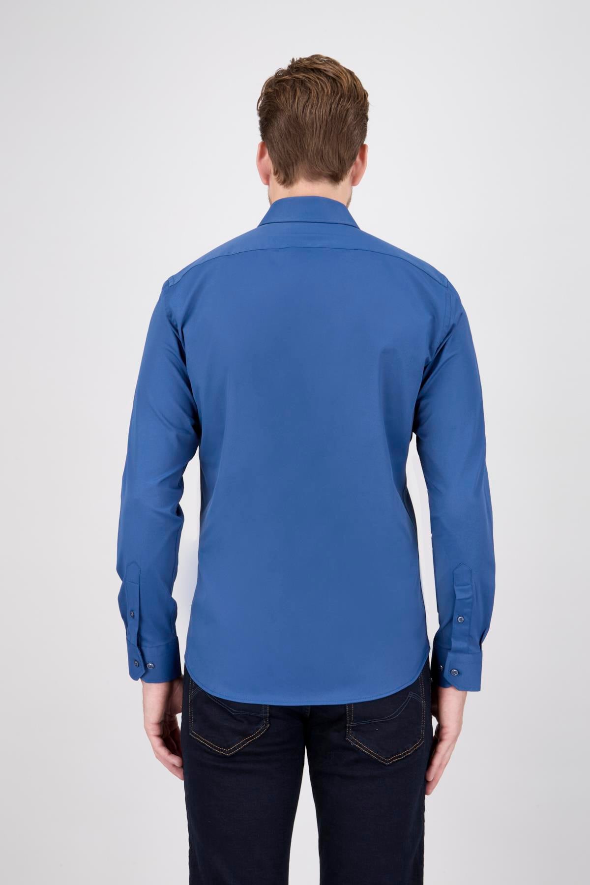 Erkek Slim Fit Petrol Gömlek