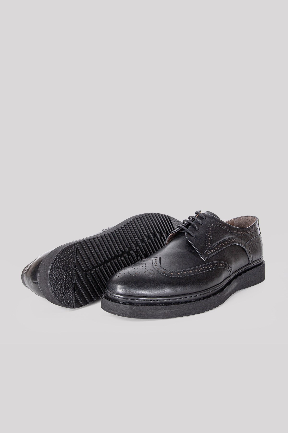 Erkek Siyah Hakiki Deri Oxford Casual Ayakkabı