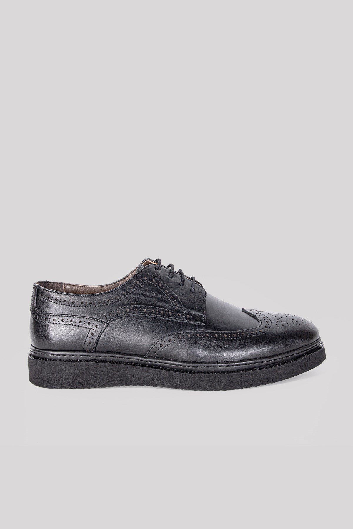 Erkek Siyah Hakiki Deri Oxford Casual Ayakkabı