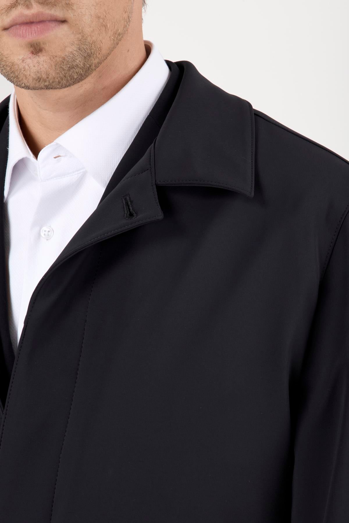 Erkek Siyah Uzun Palto