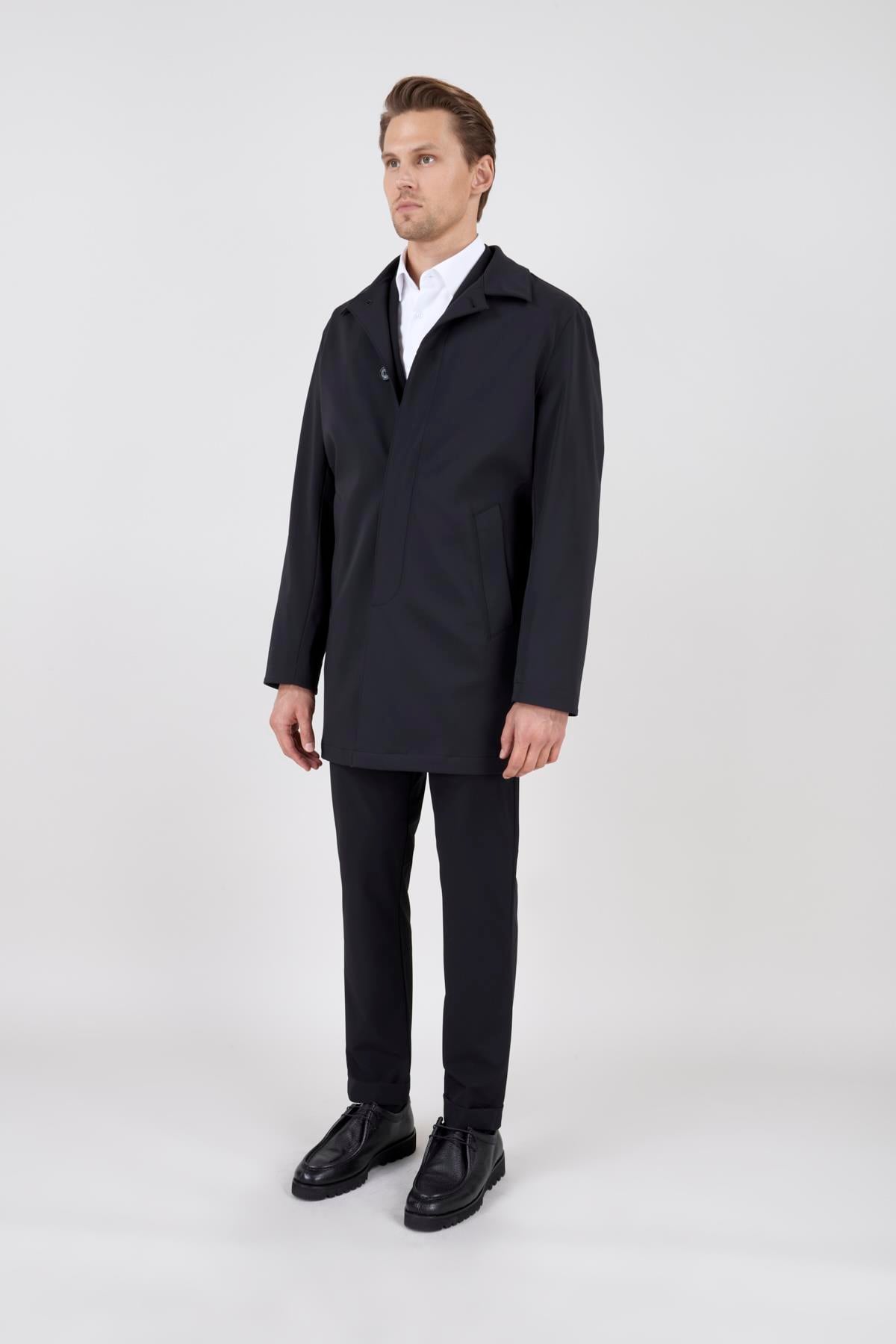 Erkek Siyah Uzun Palto