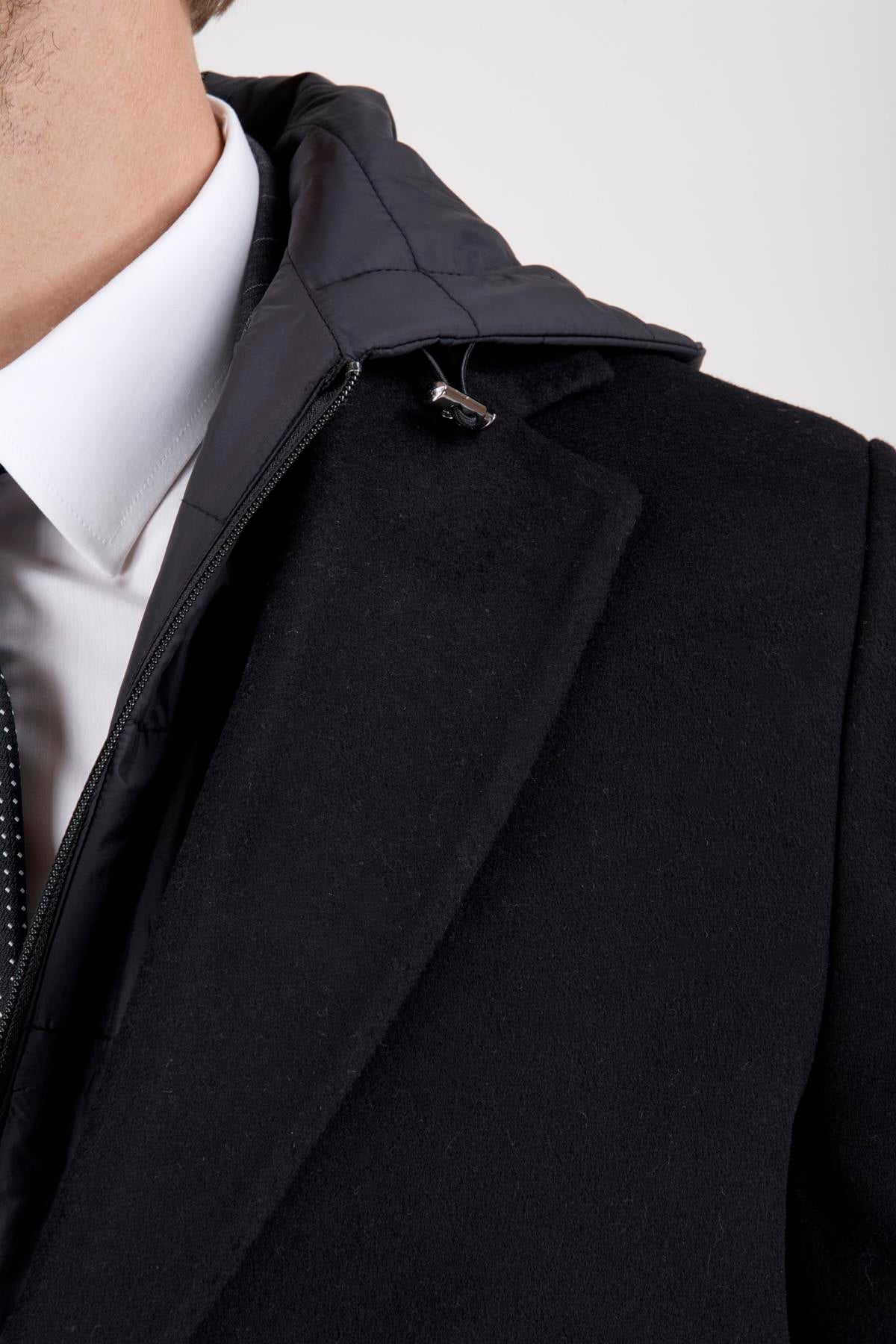 Erkek Siyah Kaşe Kaban