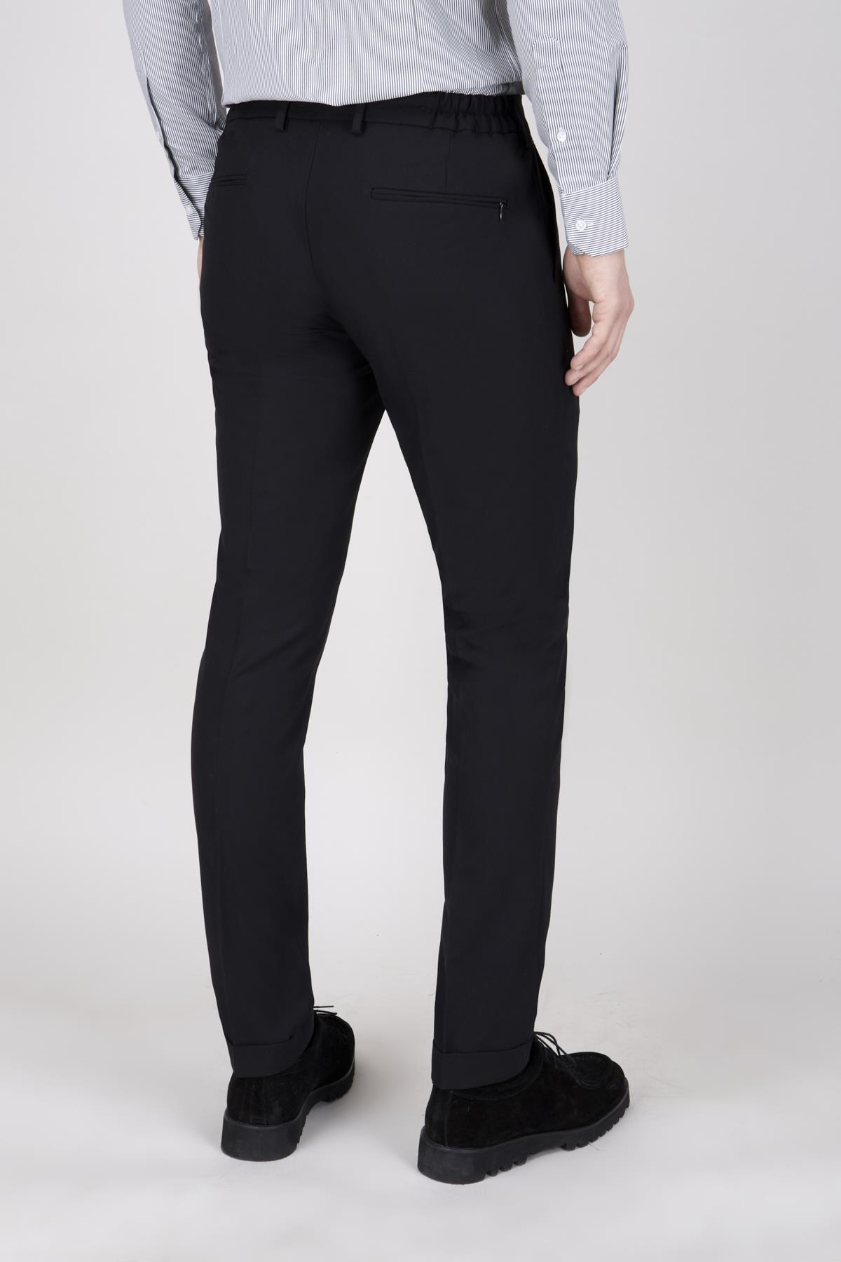 Erkek Siyah Bağcıklı Casual Pantolon