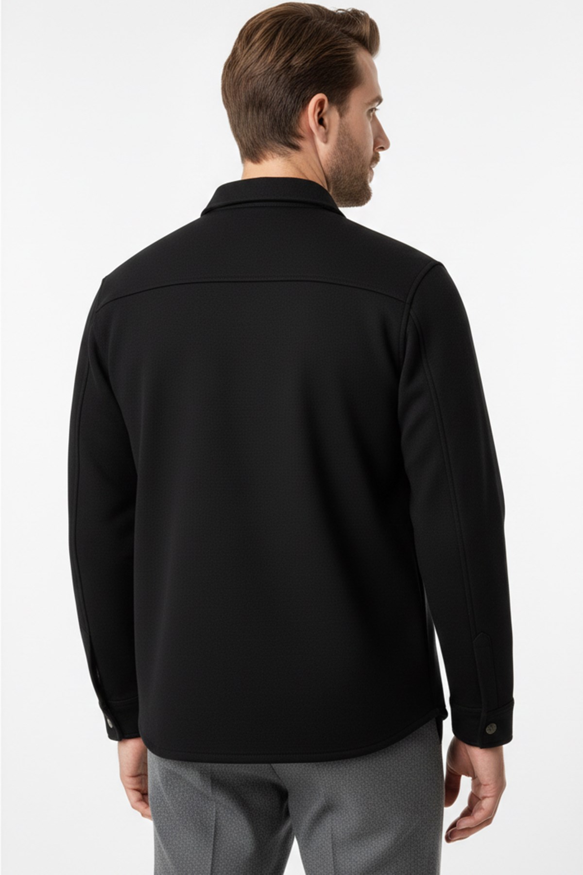 Erkek Regular Fit Siyah Örme Gömlek