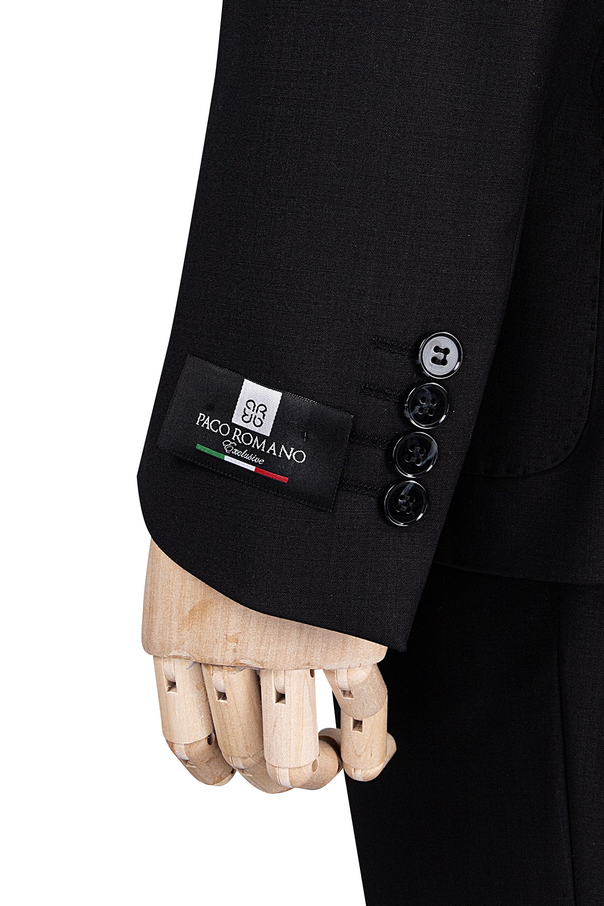 Erkek Slim Fit Mono Yaka Puntolu Siyah Torba Cep Yarım Astar Takım Elbise