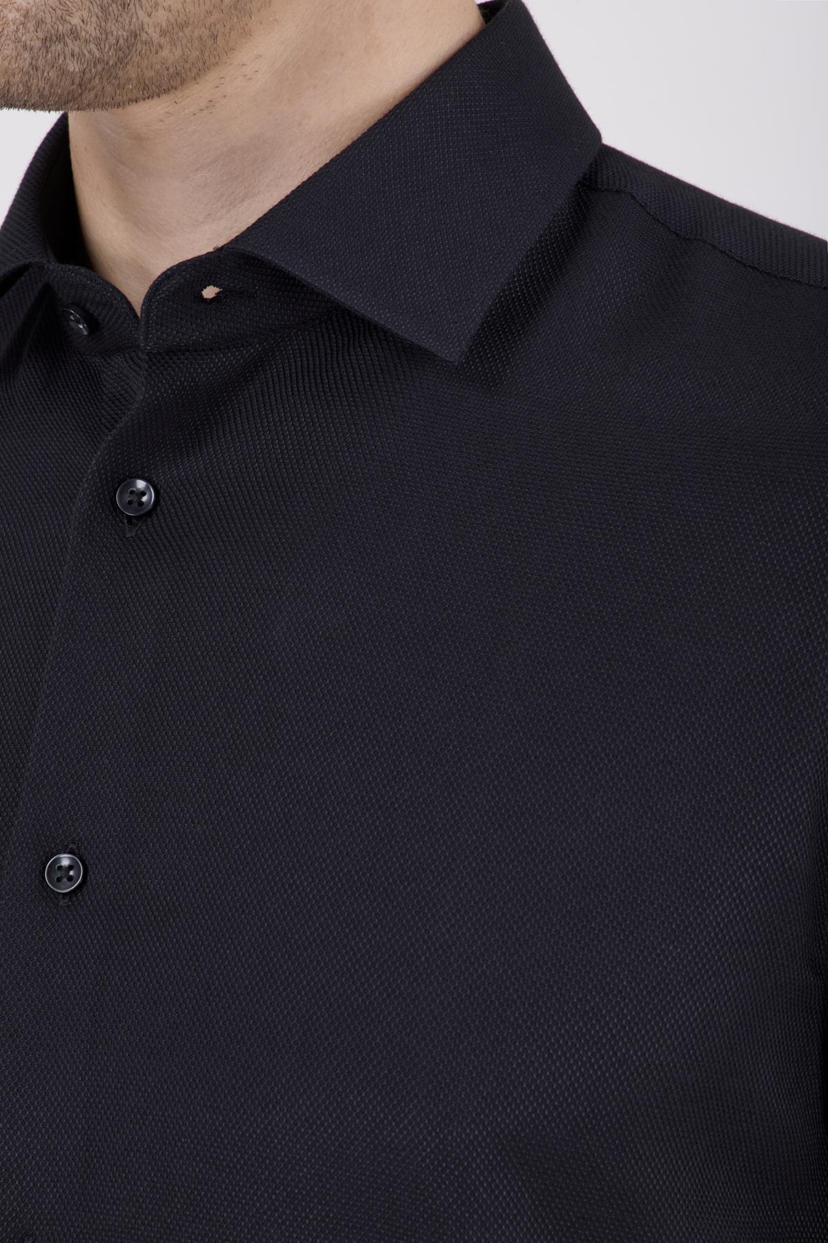 Erkek Slim Fit Siyah Gömlek