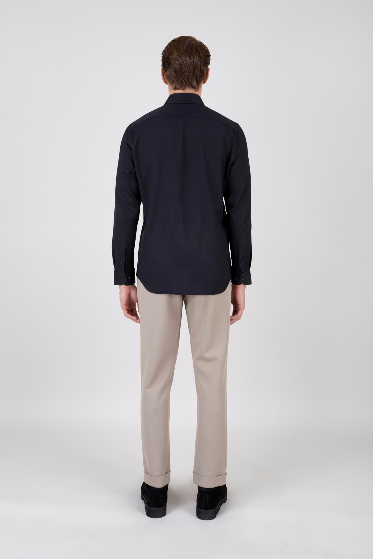 Erkek Slim Fit Siyah Gömlek