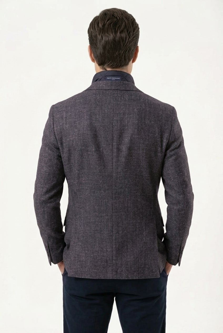 Erkek Slim Fit Mono Yaka Çıkarılabilir Kapitone Astarlı Siyah Ceket