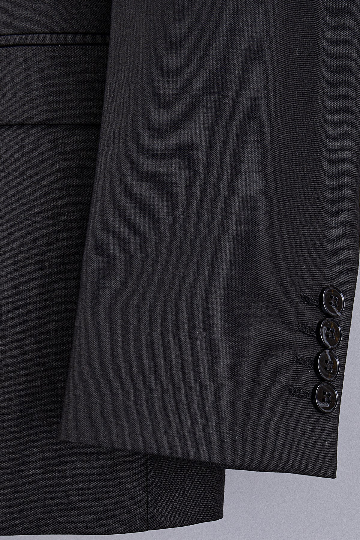 Erkek Slim Fit Mono Yaka Siyah Yelekli Takım Elbise