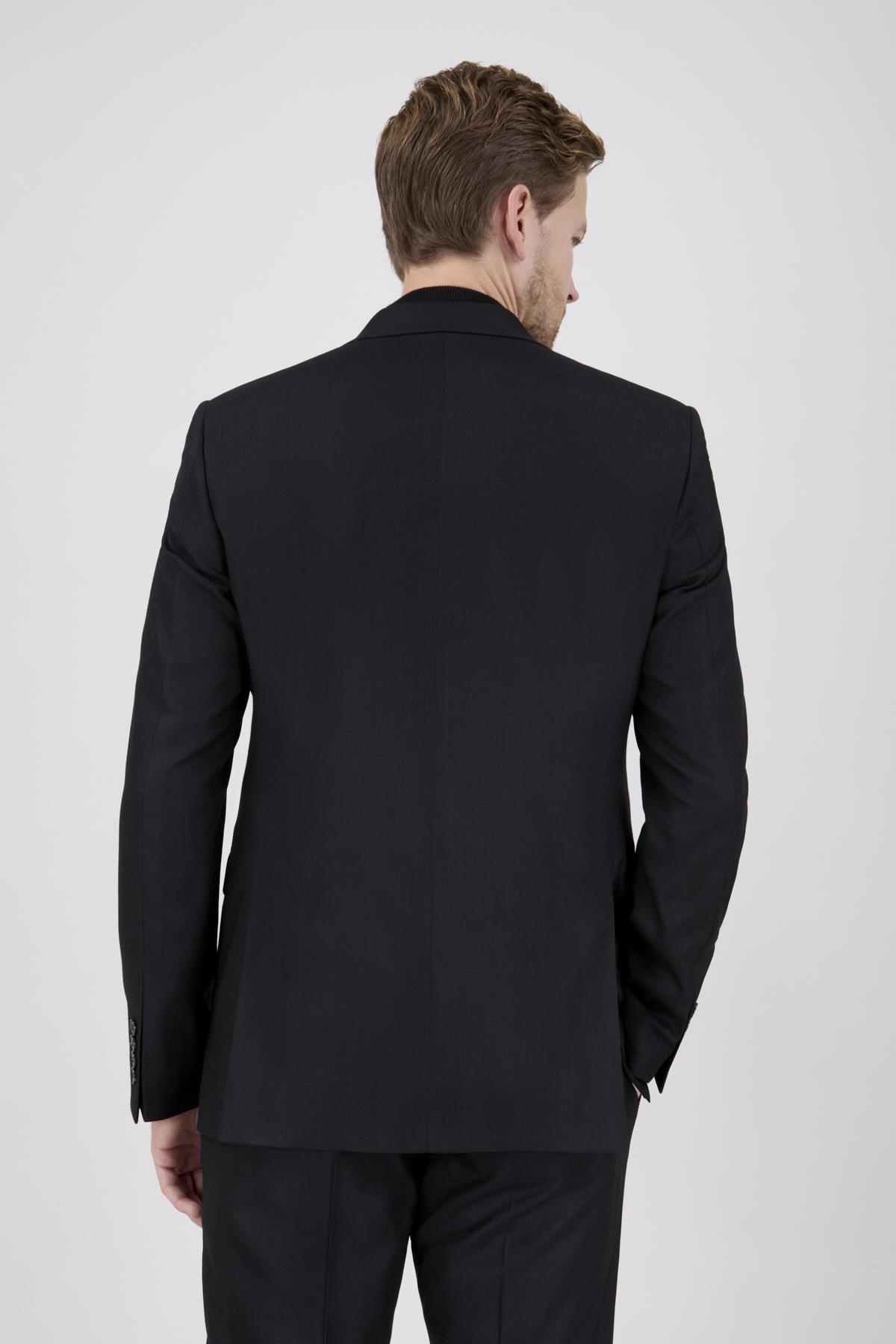 Erkek Slim Fit Sivri Yaka Siyah 8 Drop Yelekli Takım Elbise