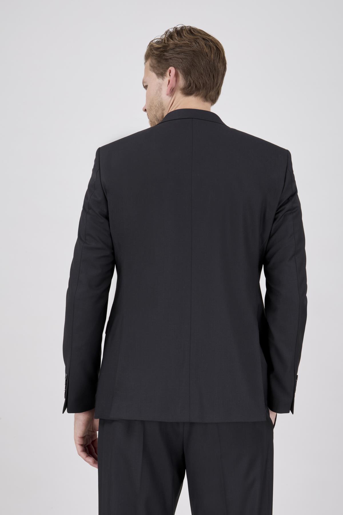 Erkek Slim Fit Sivri Yaka Füme Yelekli Takım Elbise