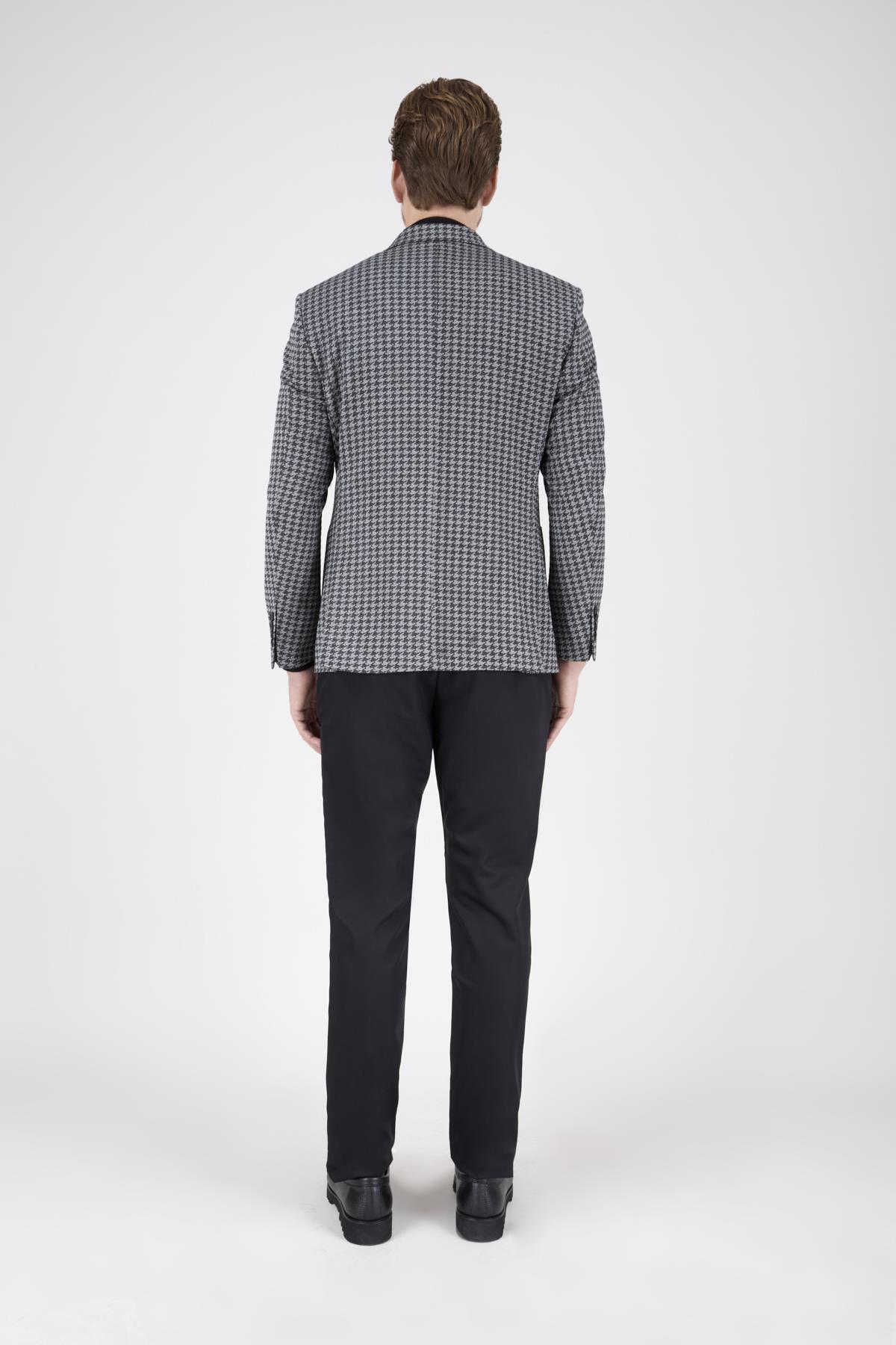 Erkek Slim Fit Sivri Yaka Siyah Kombin Takım Elbise
