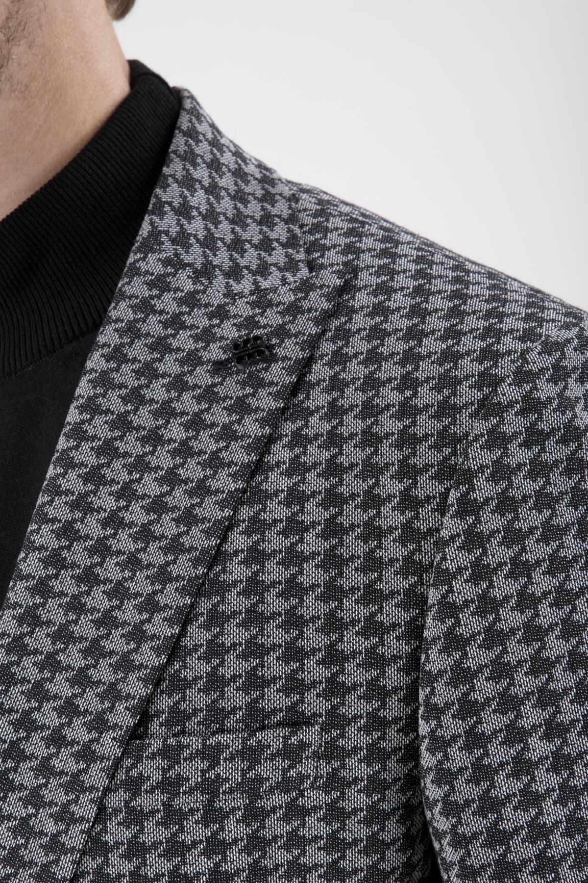 Erkek Slim Fit Sivri Yaka Siyah Kombin Takım Elbise