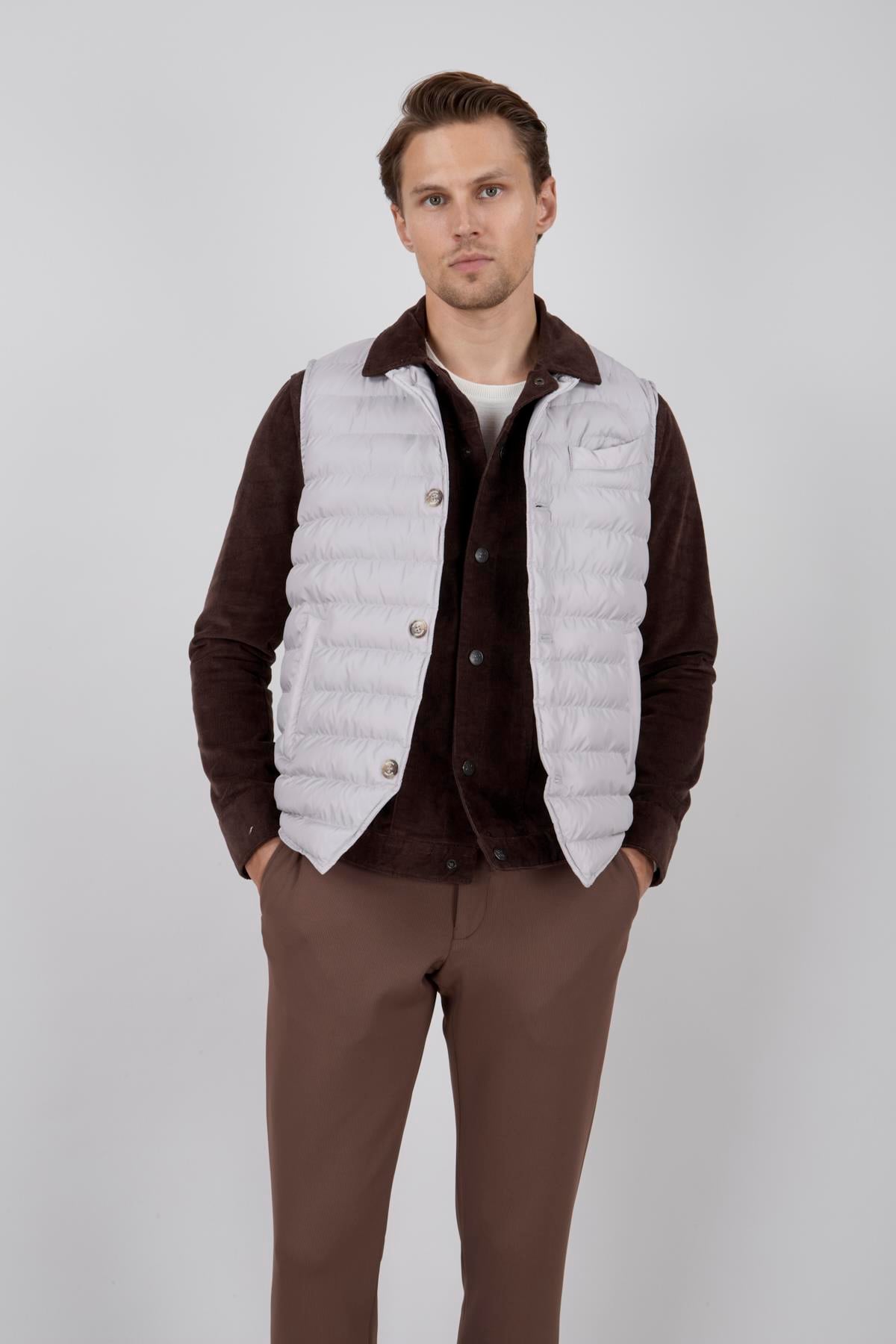 Erkek Taş Kapitone Şişme Yelek