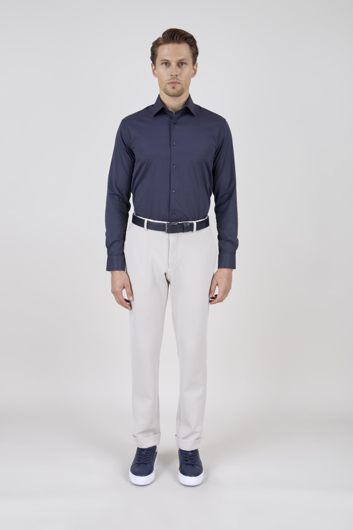 Erkek Slim Fit Sivri Yaka Puntolu Kapak Cepli Taş Yarım Astar Kruvaze Takım Elbise