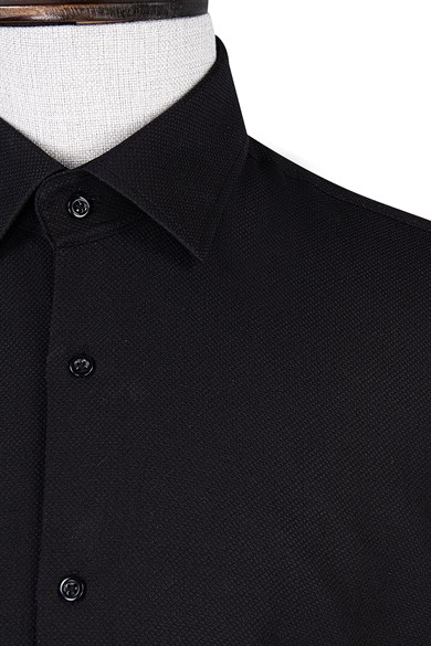 Erkek Slim Fit Siyah Gömlek