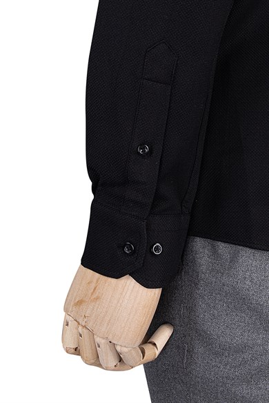 Erkek Slim Fit Siyah Gömlek