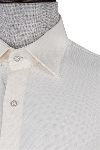 Erkek Slim Fit Krem Gömlek