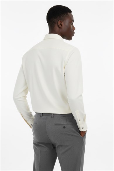 Erkek Slim Fit Krem Gömlek